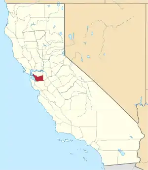 Map of California highlighting Alameda County