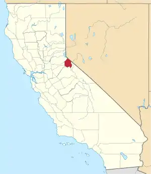 Map of California highlighting Alpine County