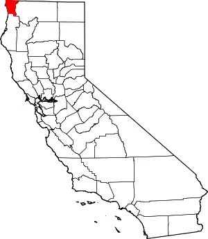 Map of California highlighting Del Norte County