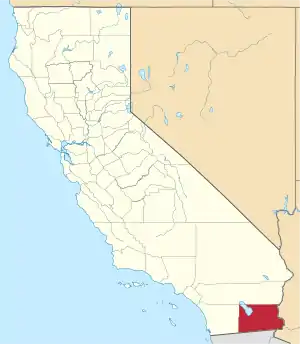 Map of California highlighting Imperial County