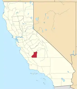 Map of California highlighting Kings County