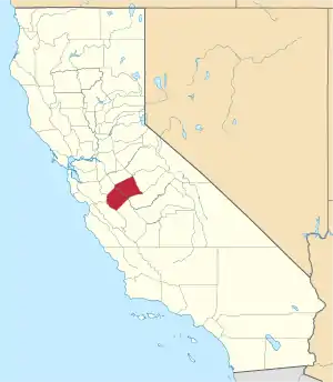 Map of California highlighting Merced County