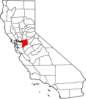 Map of California highlighting San Joaquin County