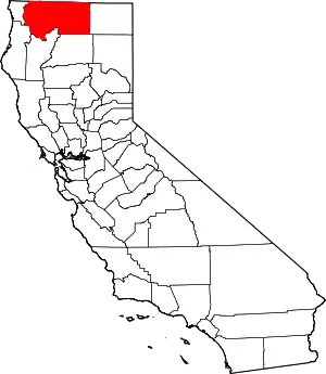 Map of California highlighting Siskiyou County