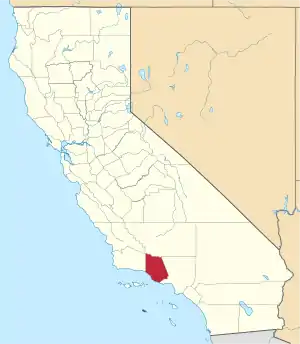 Map of California highlighting Ventura County