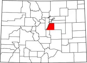 Map of Colorado highlighting Douglas County