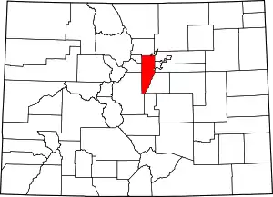 Map of Colorado highlighting 傑佛遜郡