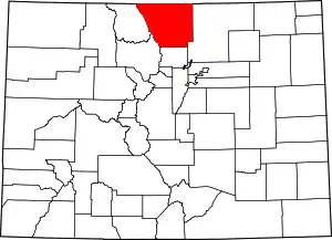 Map of Colorado highlighting Larimer County