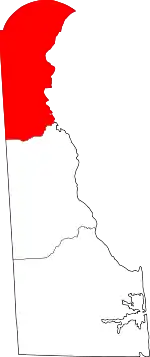 Map of Delaware highlighting New Castle County