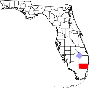 Map of Florida highlighting Broward County