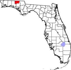 Map of Florida highlighting Holmes County