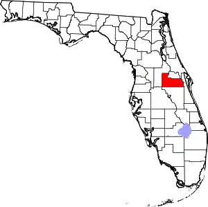 Map of Florida highlighting Orange County