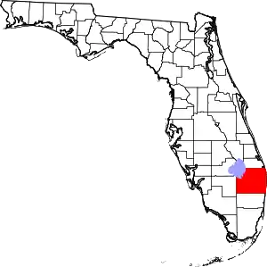 Map of Florida highlighting Palm Beach County