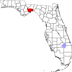 Map of Florida highlighting Wakulla County