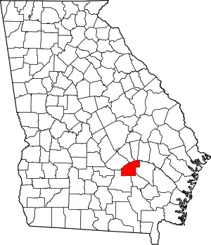 Map of Georgia highlighting Jeff Davis County