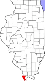 Map of Illinois highlighting Alexander County