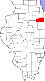 Map of Illinois highlighting Kankakee County