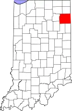 Map of Indiana highlighting Allen County