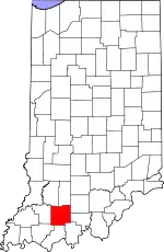 Map of Indiana highlighting Dubois County