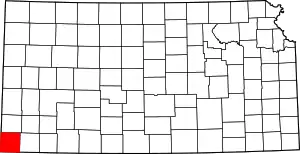 Map of Kansas highlighting Morton County