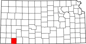 Map of Kansas highlighting Seward County