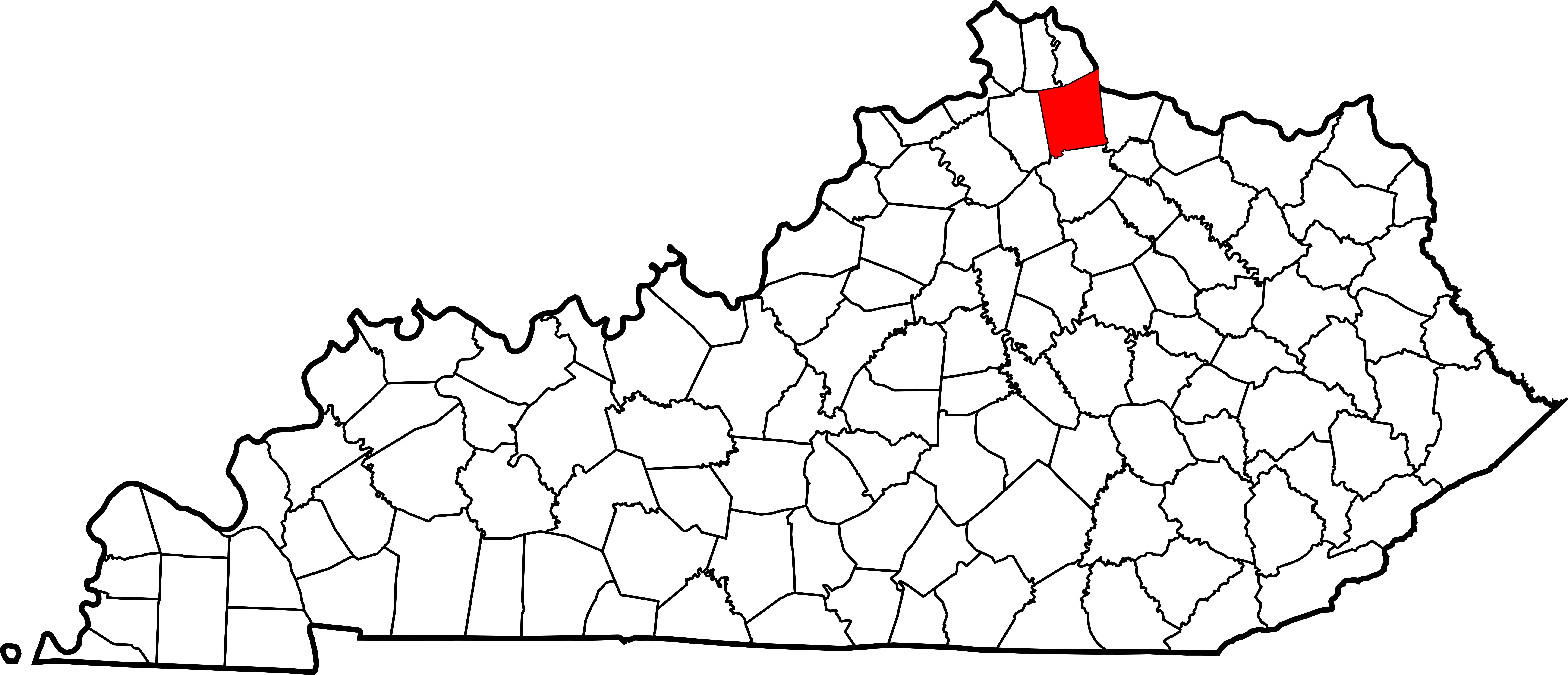 Map of Kentucky highlighting Pendleton County