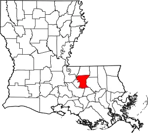 Map of Louisiana highlighting East Baton Rouge Parish