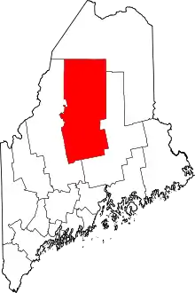 Map of Maine highlighting Piscataquis County