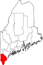 Map of Maine highlighting York County