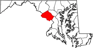 Map of Maryland highlighting Montgomery County