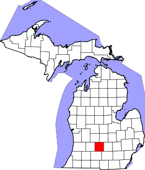 Map of Michigan highlighting Eaton County