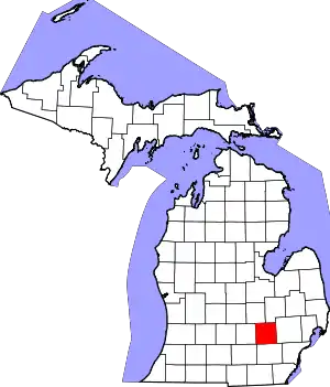 Map of Michigan highlighting Livingston County