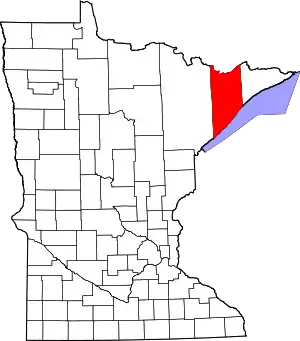 Map of Minnesota highlighting Lake County