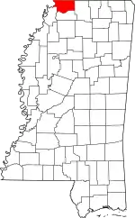 Map of Mississippi highlighting DeSoto County