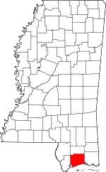 Map of Mississippi highlighting Harrison County