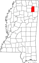 Map of Mississippi highlighting Lee County