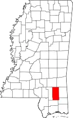 Map of Mississippi highlighting Perry County