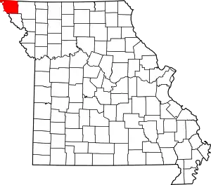 Map of Missouri highlighting Atchison County