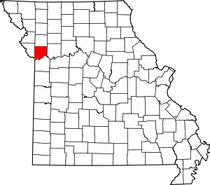 Map of Missouri highlighting Clay County