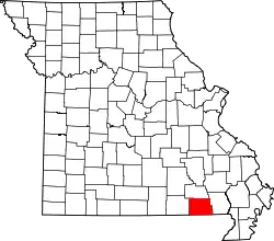 標示出里普利縣位置的地圖