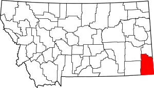 Map of Montana highlighting Carter County