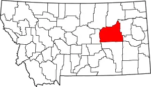 Map of Montana highlighting Garfield County