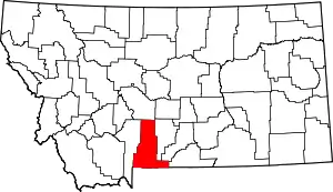 Map of Montana highlighting Park County