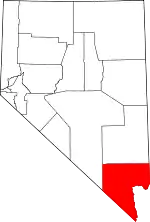 Map of Nevada highlighting Clark County