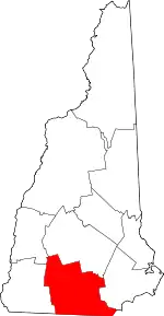 Map of New Hampshire highlighting Hillsborough County