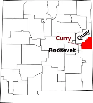 Map of New Mexico highlighting Curry County