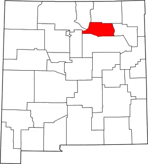 Map of New Mexico highlighting Mora County