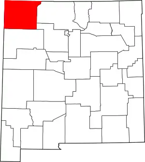 Map of New Mexico highlighting San Juan County