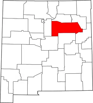 Map of New Mexico highlighting San Miguel County