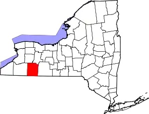 Map of New York highlighting Allegany County